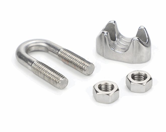 304 stainless steel wire rope single chuck decorative rope clamp fixed brake double clamp head, carbon steel wire rope clamp galvanized U-shaped lock head - 图片 5