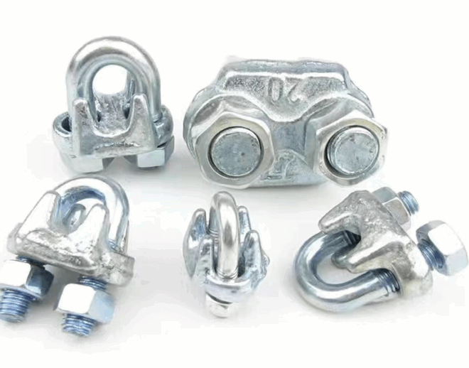 304 stainless steel wire rope single chuck decorative rope clamp fixed brake double clamp head, carbon steel wire rope clamp galvanized U-shaped lock head - 图片 2